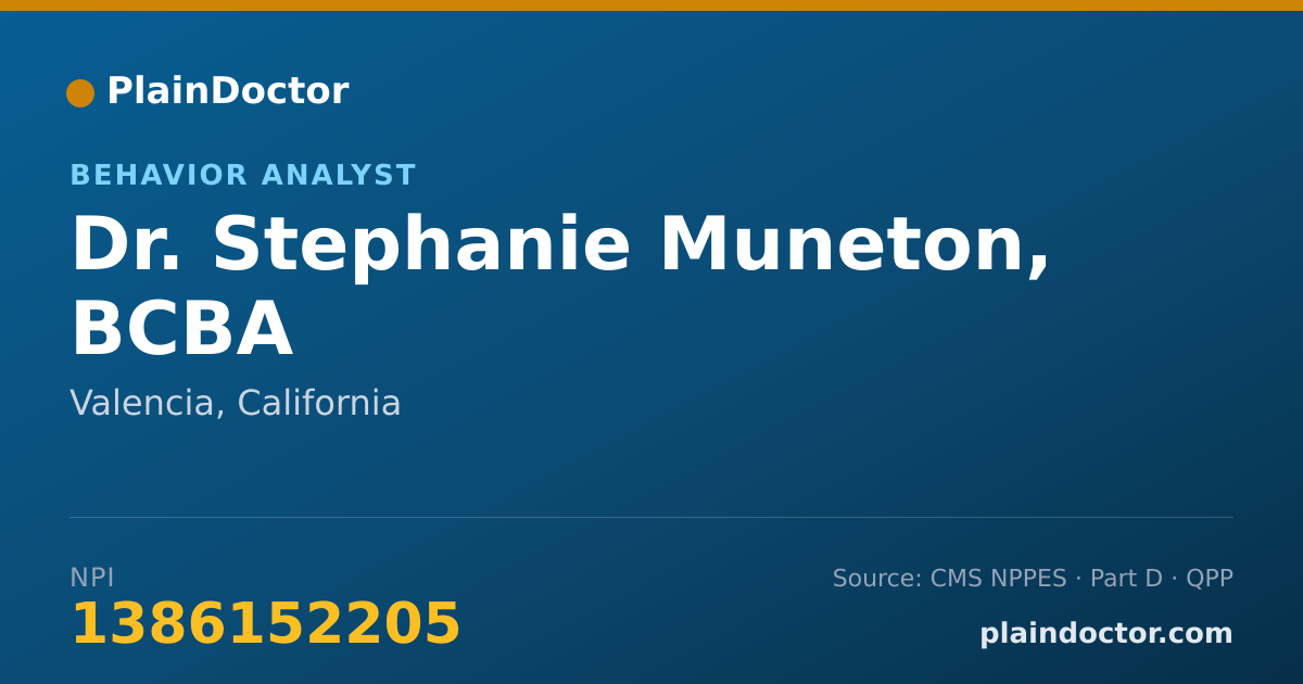 Shareable card for Stephanie Muneton, BCBA - Behavior Analyst, Valencia, CA
