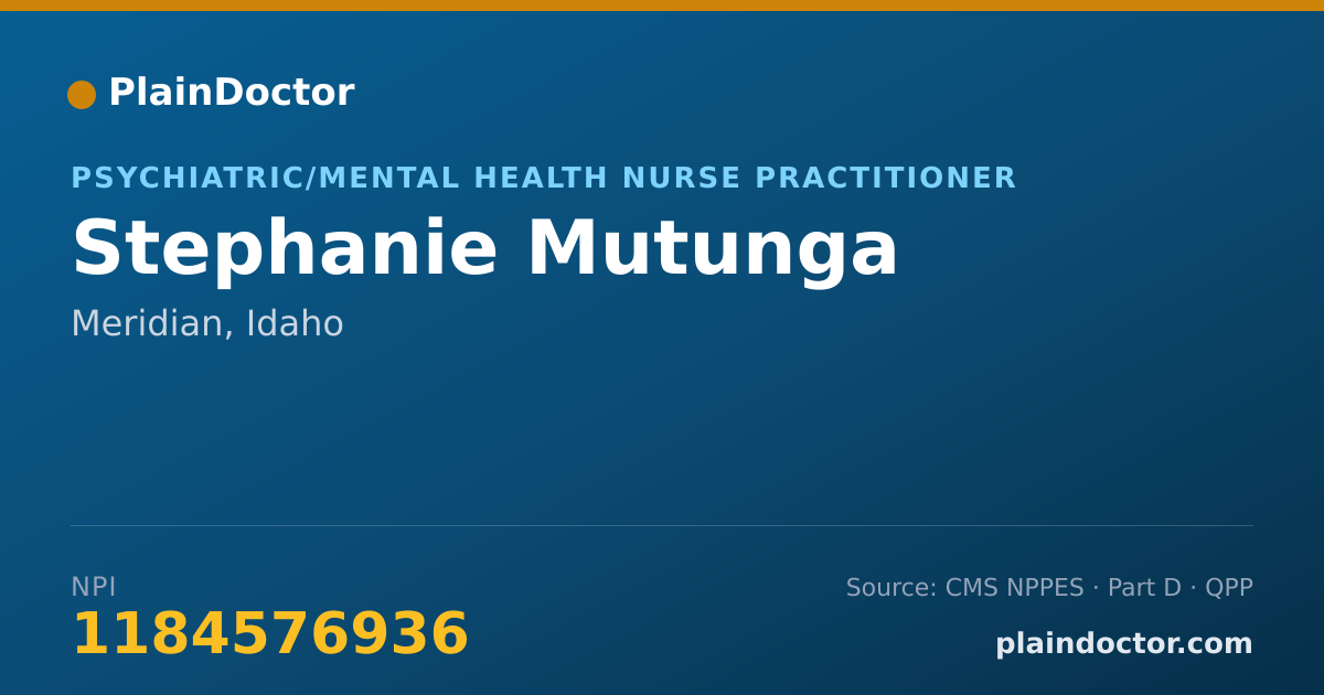 Shareable card for Stephanie Mutunga - Psychiatric/Mental Health Nurse Practitioner, Meridian, ID