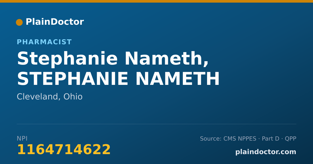Shareable card for Stephanie Nameth, STEPHANIE NAMETH - Pharmacist, Cleveland, OH