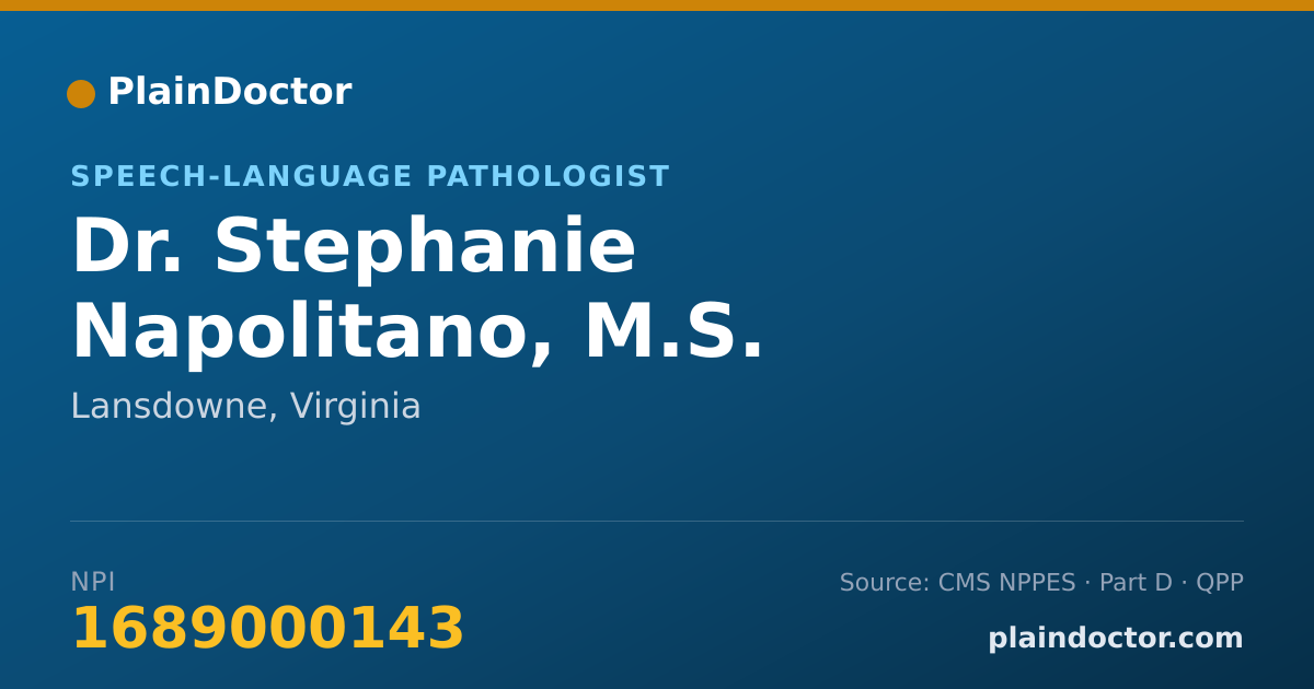 Shareable card for Stephanie Napolitano, M.S. CCC-SLP - Speech-Language Pathologist, Lansdowne, VA
