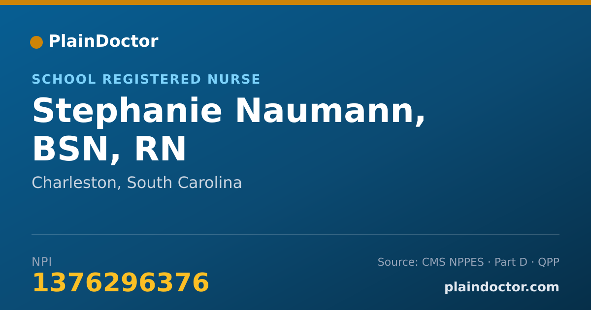 Shareable card for Stephanie Naumann, BSN, RN - School Registered Nurse, Charleston, SC