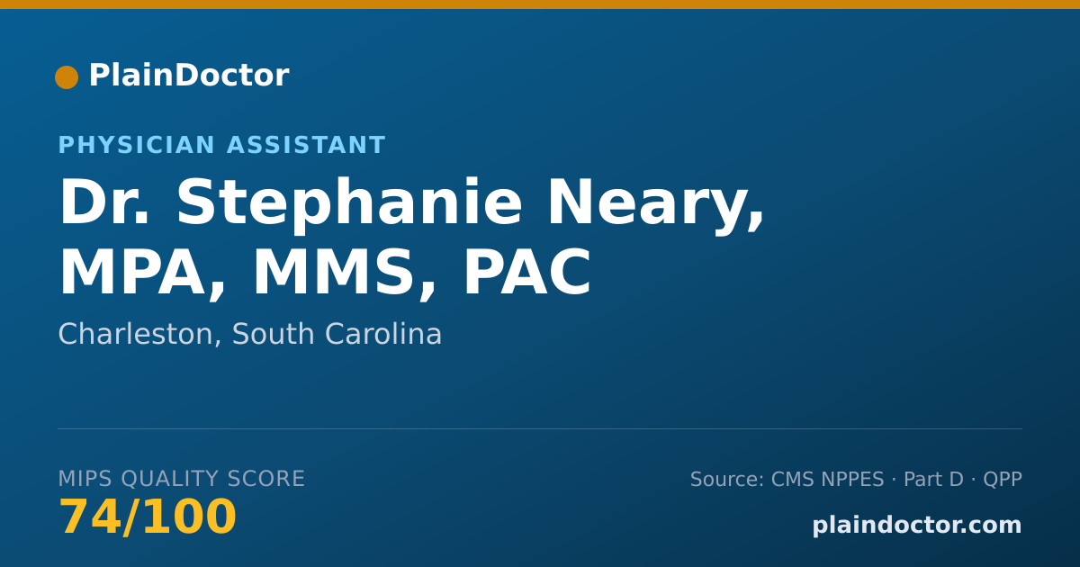 Shareable card for Stephanie Neary, MPA, MMS, PAC - Physician Assistant, Charleston, SC