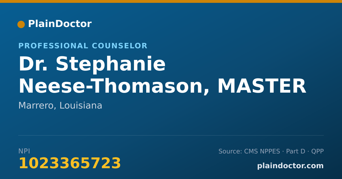 Shareable card for Stephanie Neese-Thomason, MASTER OF SCIENCE - Professional Counselor, Marrero, LA