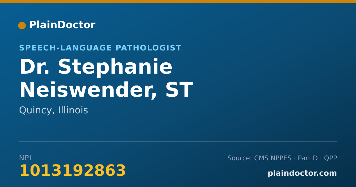 Shareable card for Stephanie Neiswender, ST - Speech-Language Pathologist, Quincy, IL