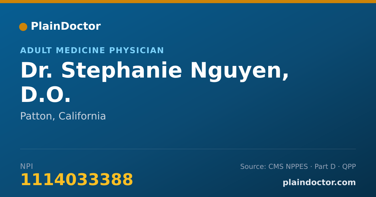 Shareable card for Stephanie Nguyen, D.O. - Adult Medicine Physician, Patton, CA