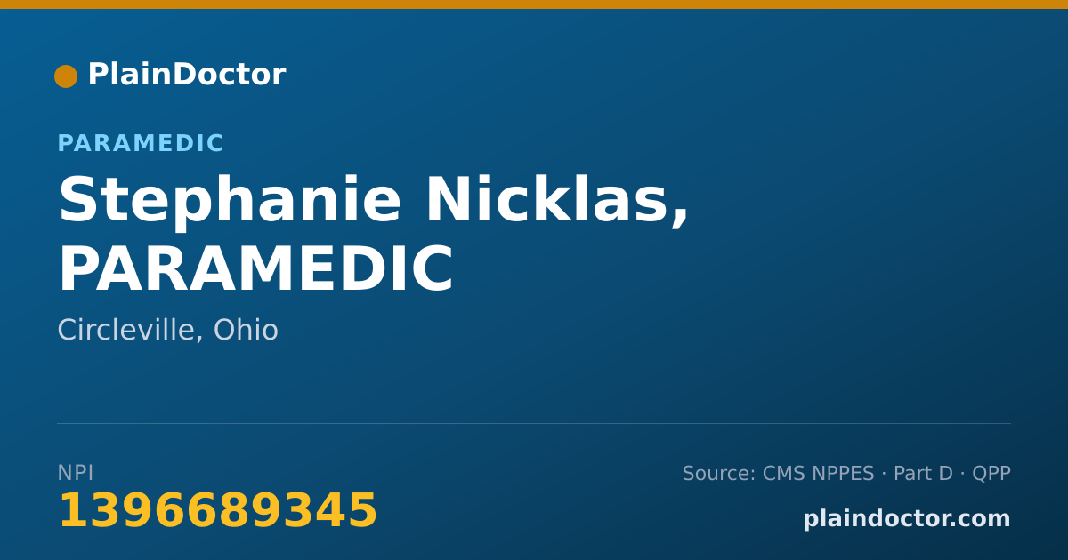 Shareable card for Stephanie Nicklas, PARAMEDIC - Paramedic, Circleville, OH