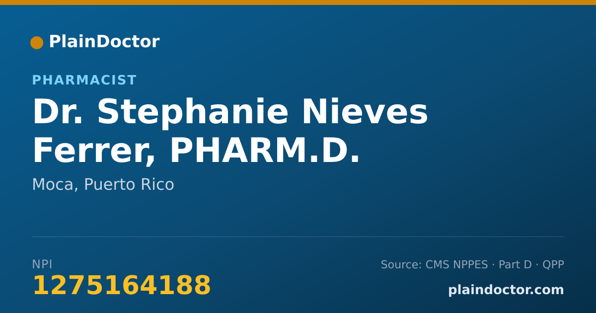 Shareable card for Stephanie Nieves Ferrer, PHARM.D. - Pharmacist, Moca, PR