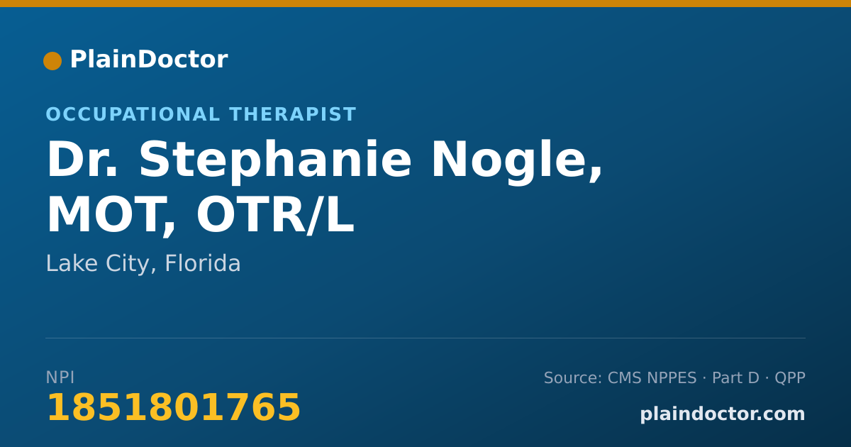 Shareable card for Stephanie Nogle, MOT, OTR/L - Occupational Therapist, Lake City, FL