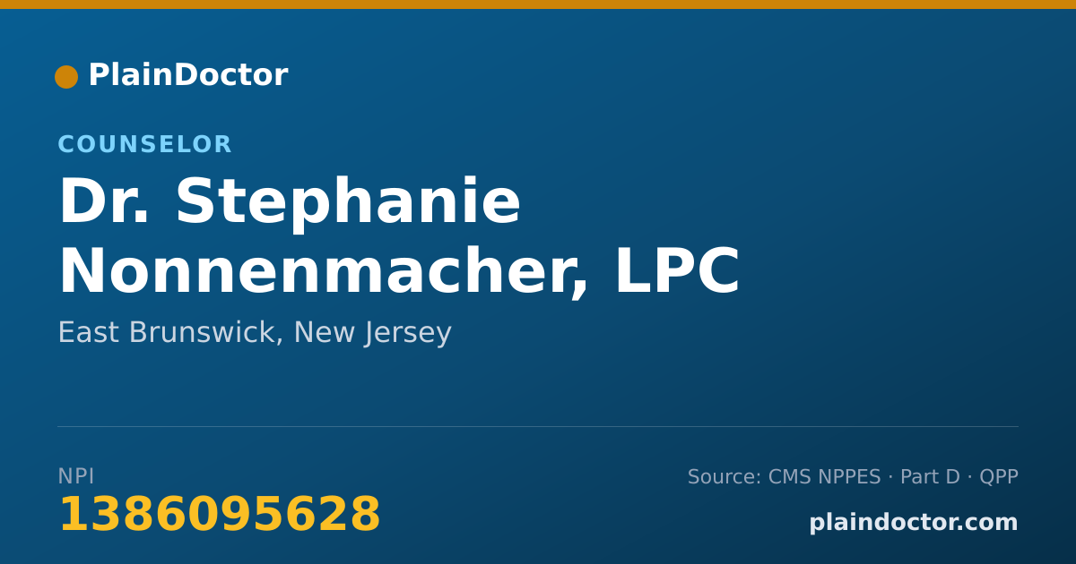 Shareable card for Stephanie Nonnenmacher, LPC - Counselor, East Brunswick, NJ