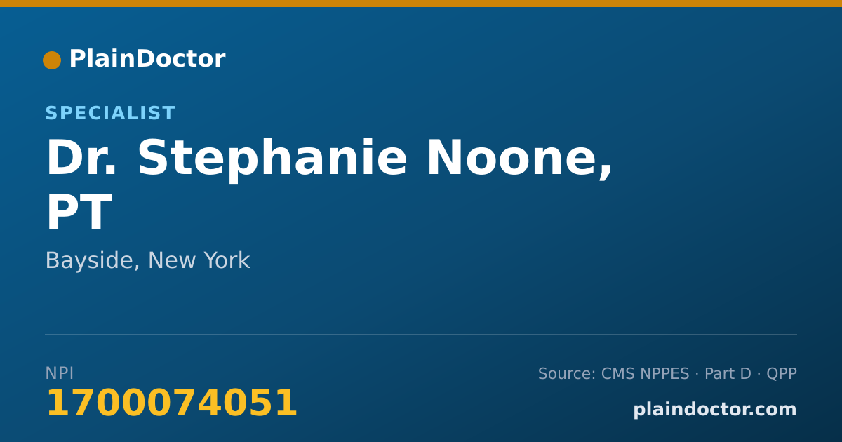 Shareable card for Stephanie Noone, PT - Specialist, Bayside, NY