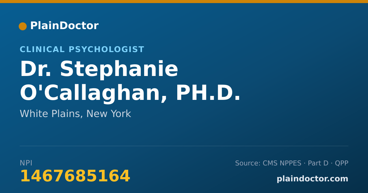 Shareable card for Stephanie O'Callaghan, PH.D. - Clinical Psychologist, White Plains, NY