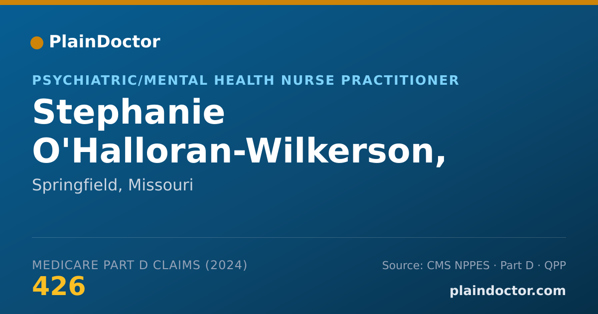Shareable card for Stephanie O'Halloran-Wilkerson, PMHNP - Psychiatric/Mental Health Nurse Practitioner, Springfield, MO