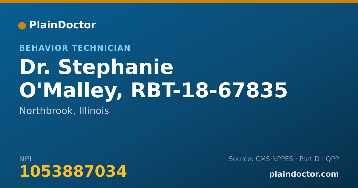 Shareable card for Stephanie O'Malley, RBT-18-67835 - Behavior Technician, Northbrook, IL