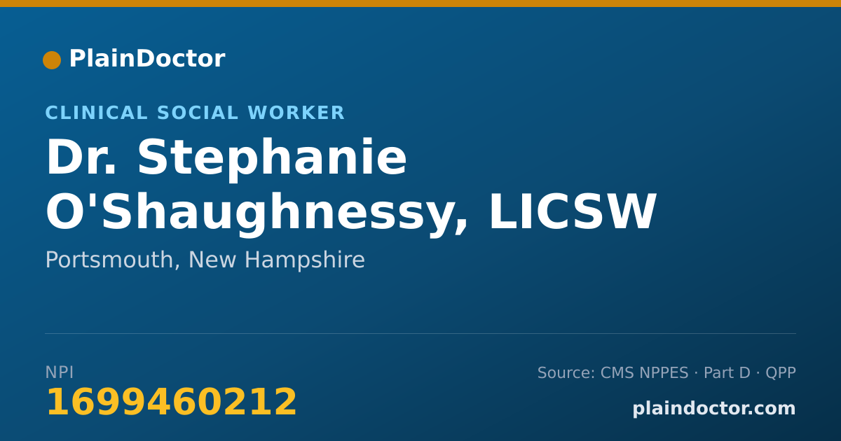 Shareable card for Stephanie O'Shaughnessy, LICSW - Clinical Social Worker, Portsmouth, NH
