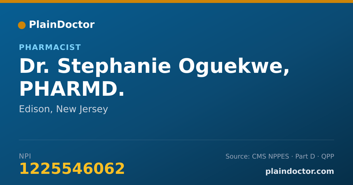 Shareable card for Stephanie Oguekwe, PHARMD. - Pharmacist, Edison, NJ