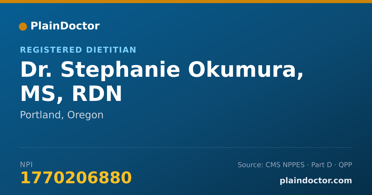 Shareable card for Stephanie Okumura, MS, RDN - Registered Dietitian, Portland, OR