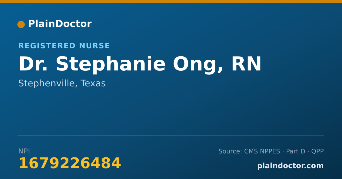 Shareable card for Stephanie Ong, RN - Registered Nurse, Stephenville, TX