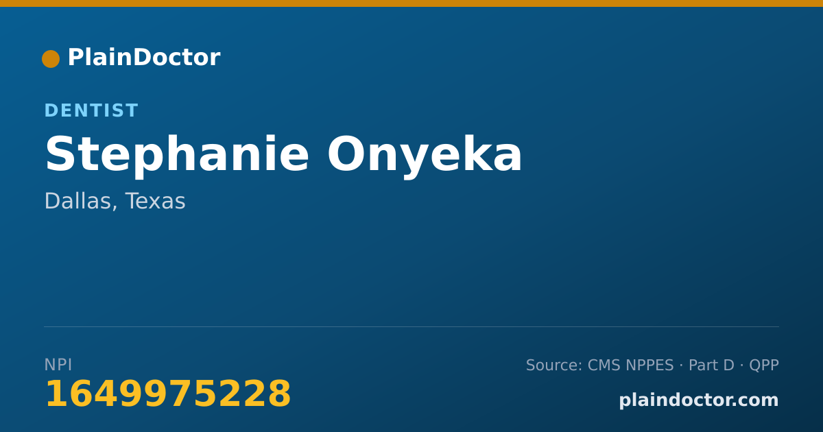 Shareable card for Stephanie Onyeka - Dentist, Dallas, TX