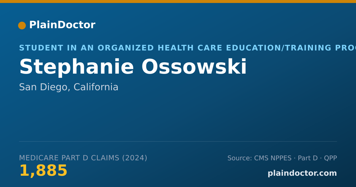 Shareable card for Stephanie Ossowski - Student in an Organized Health Care Education/Training Program, San Diego, CA