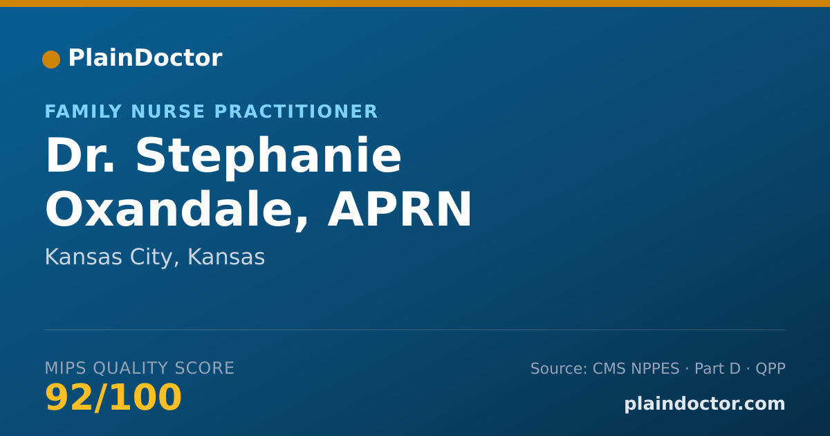 Shareable card for Stephanie Oxandale, APRN - Family Nurse Practitioner, Kansas City, KS