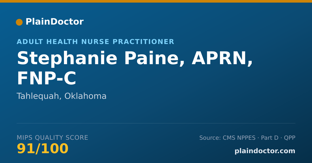Shareable card for Stephanie Paine, APRN, FNP-C - Adult Health Nurse Practitioner, Tahlequah, OK