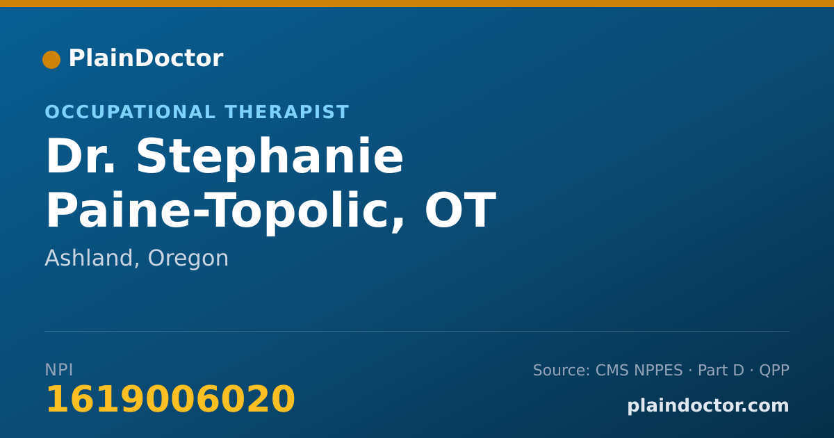 Shareable card for Stephanie Paine-Topolic, OT - Occupational Therapist, Ashland, OR