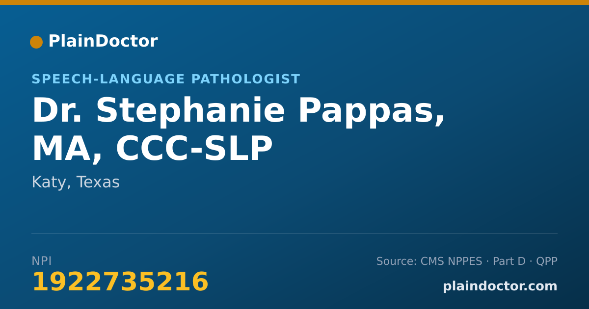 Shareable card for Stephanie Pappas, MA, CCC-SLP - Speech-Language Pathologist, Katy, TX