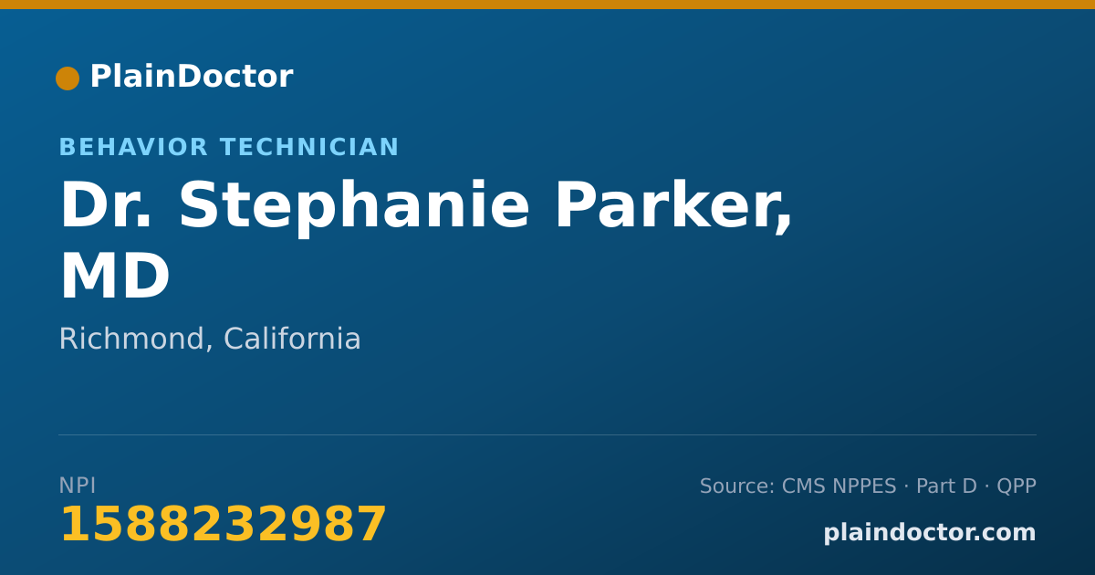 Shareable card for Stephanie Parker, MD - Behavior Technician, Richmond, CA