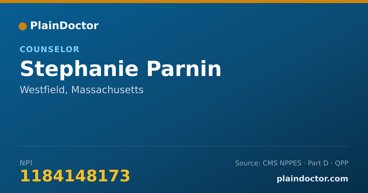 Shareable card for Stephanie Parnin - Counselor, Westfield, MA