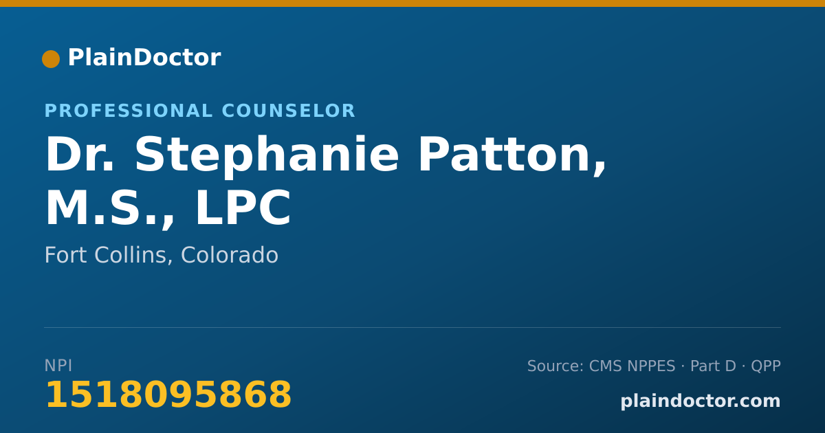 Shareable card for Stephanie Patton, M.S., LPC - Professional Counselor, Fort Collins, CO