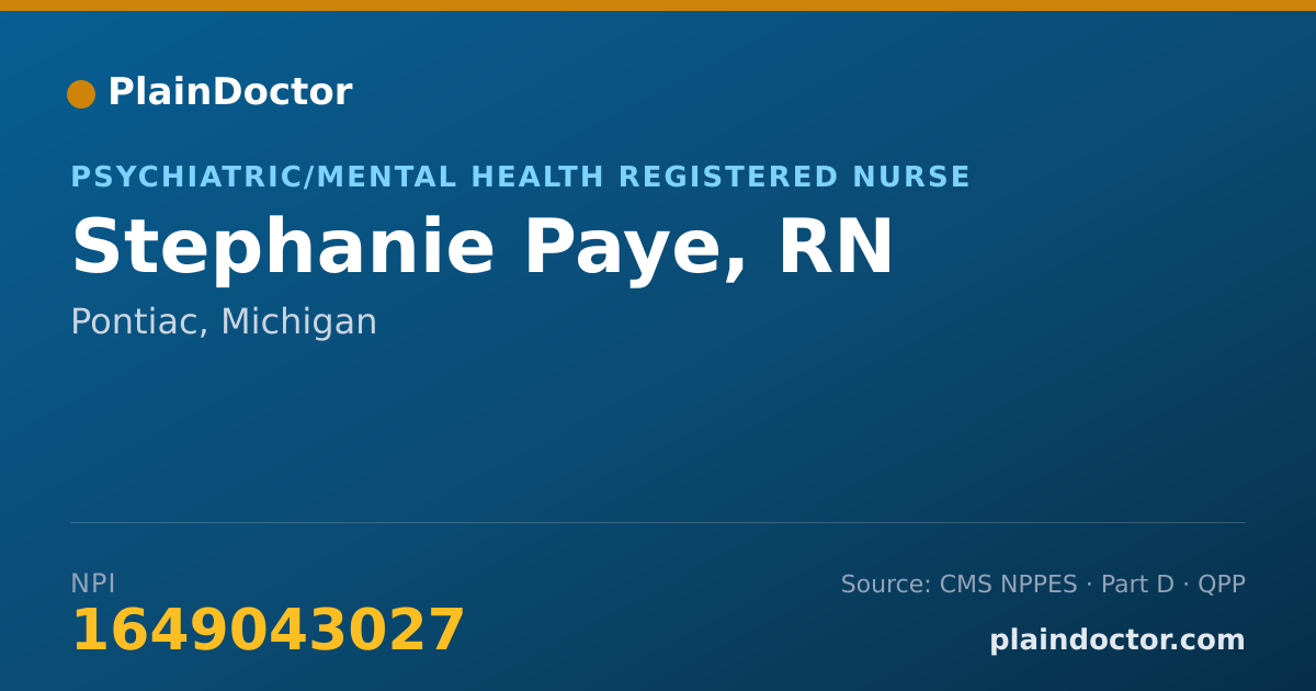 Shareable card for Stephanie Paye, RN - Psychiatric/Mental Health Registered Nurse, Pontiac, MI