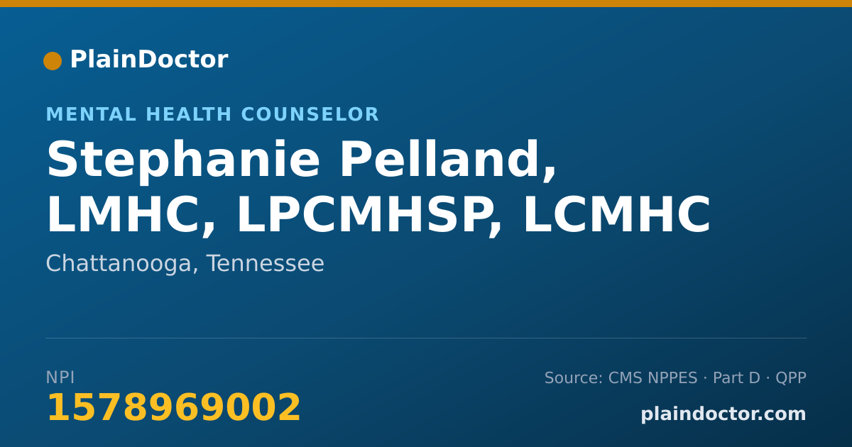 Shareable card for Stephanie Pelland, LMHC, LPCMHSP, LCMHC - Mental Health Counselor, Chattanooga, TN