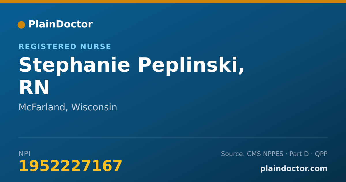 Shareable card for Stephanie Peplinski, RN - Registered Nurse, McFarland, WI