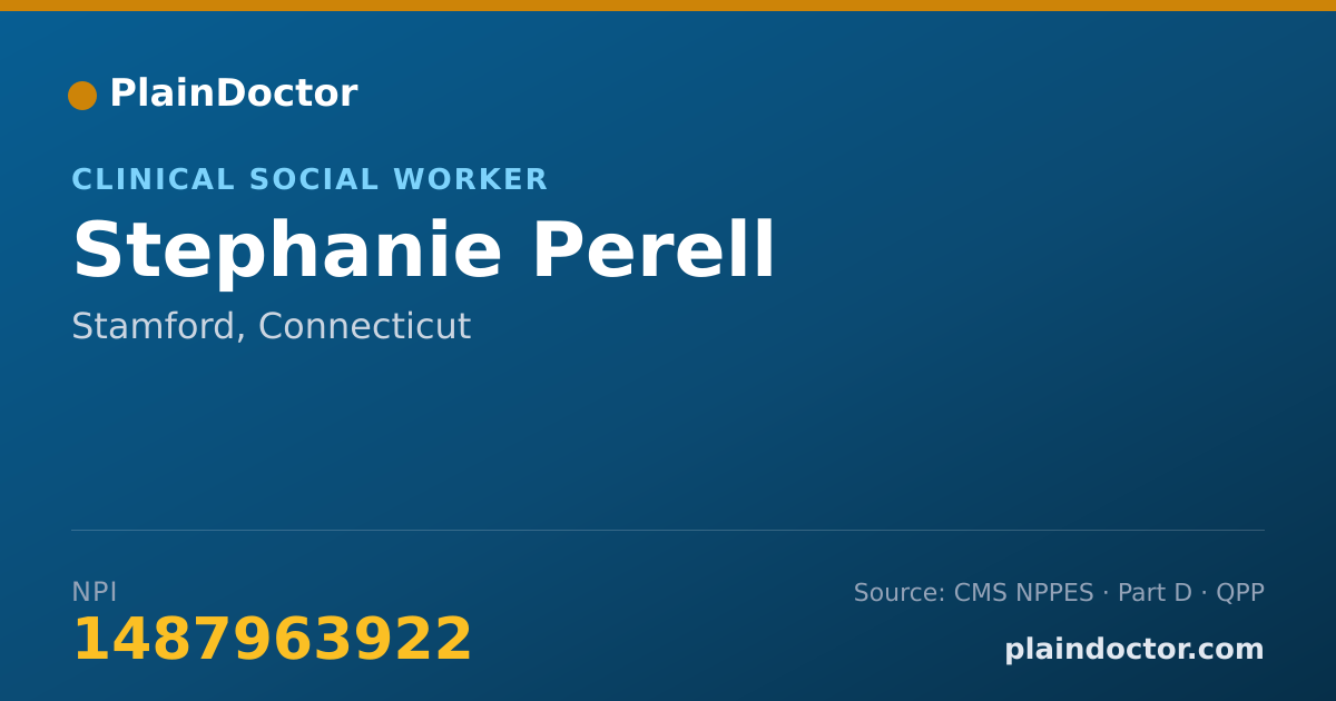 Shareable card for Stephanie Perell - Clinical Social Worker, Stamford, CT
