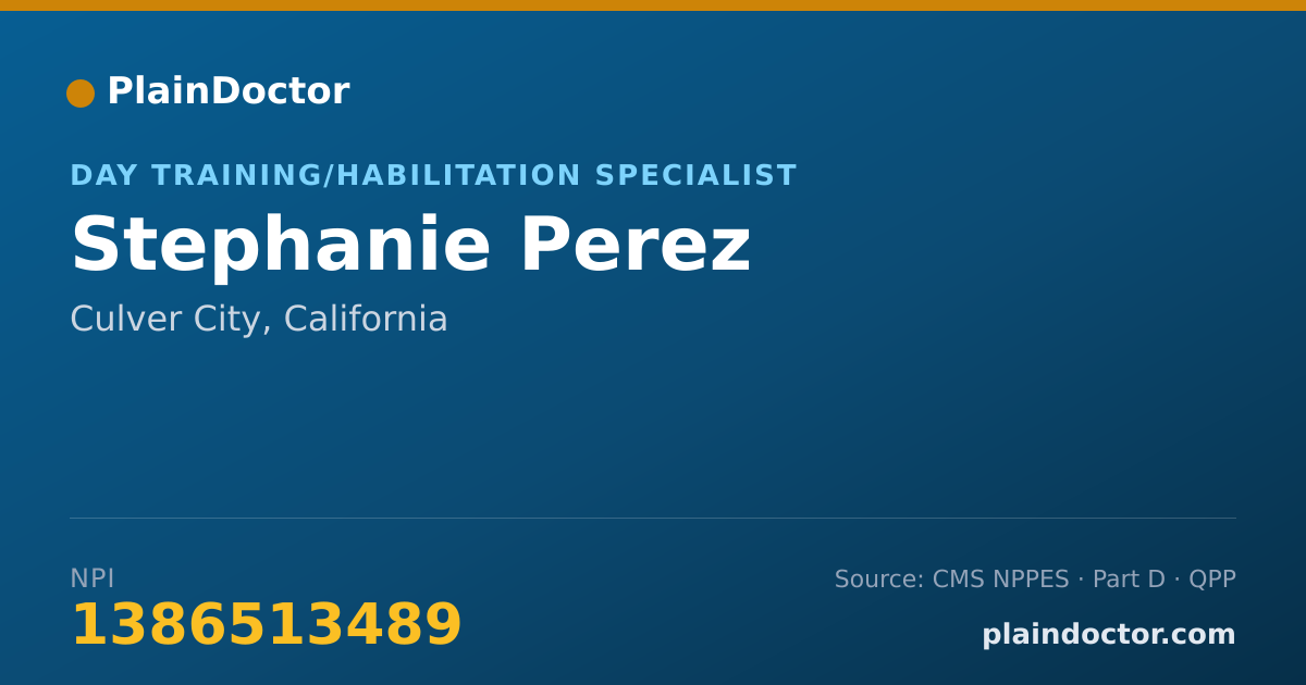 Shareable card for Stephanie Perez - Day Training/Habilitation Specialist, Culver City, CA