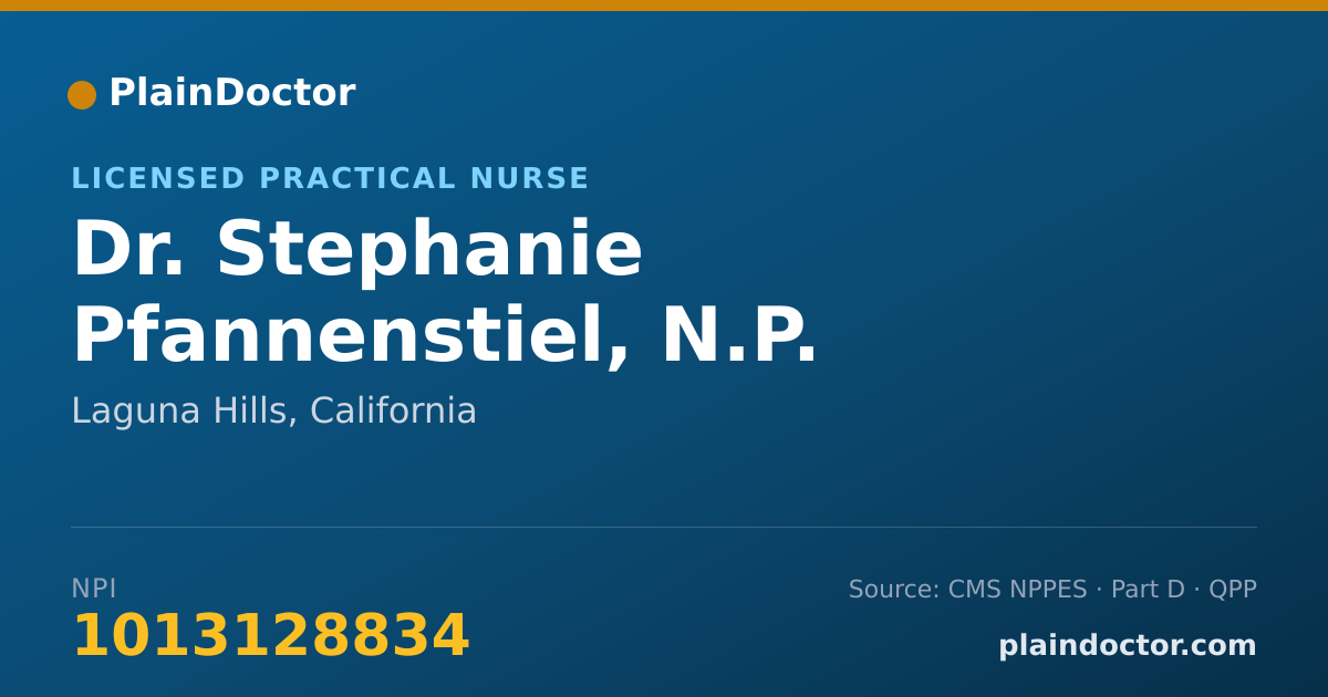Shareable card for Stephanie Pfannenstiel, N.P. - Licensed Practical Nurse, Laguna Hills, CA