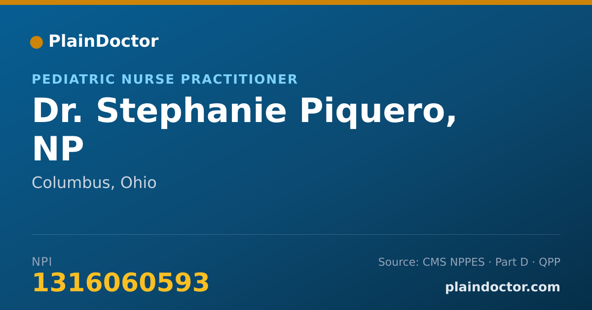 Shareable card for Stephanie Piquero, NP - Pediatric Nurse Practitioner, Columbus, OH