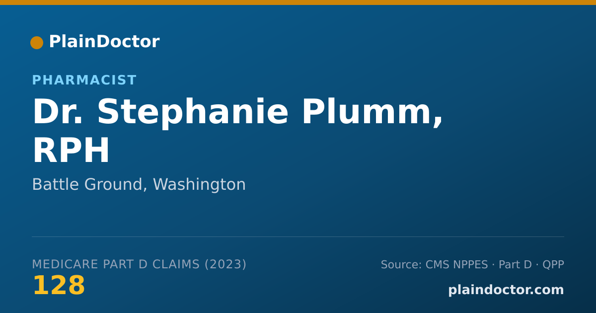Shareable card for Stephanie Plumm, RPH - Pharmacist, Battle Ground, WA