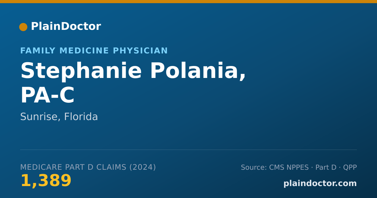 Shareable card for Stephanie Polania, PA-C - Family Medicine Physician, Sunrise, FL