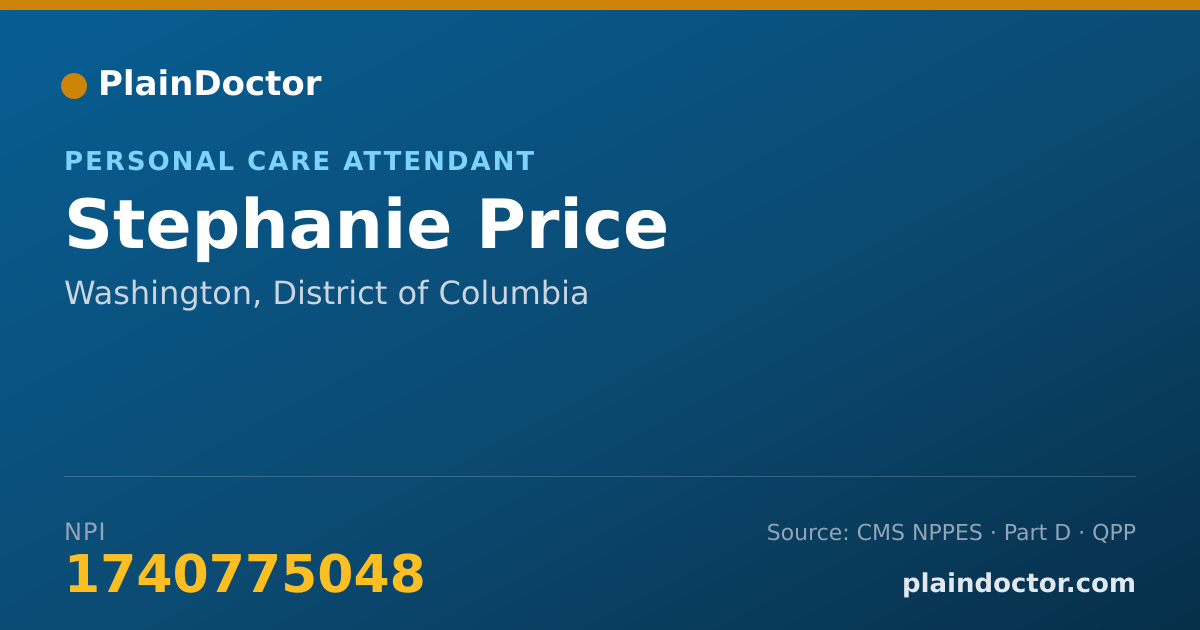 Shareable card for Stephanie Price - Personal Care Attendant, Washington, DC