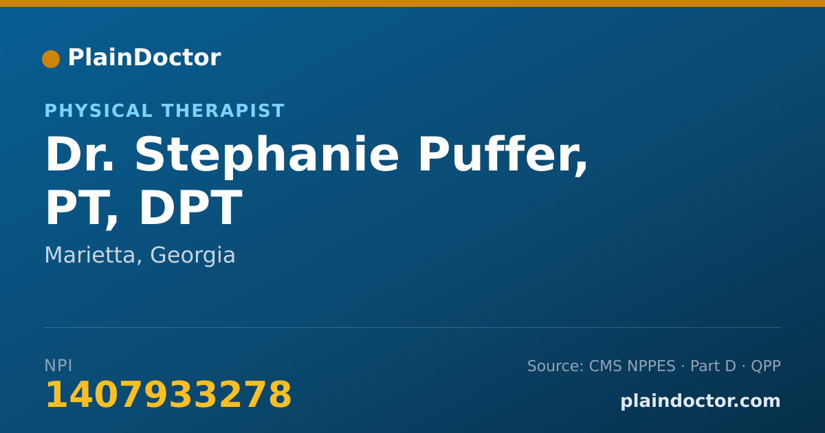 Shareable card for Stephanie Puffer, PT, DPT - Physical Therapist, Marietta, GA