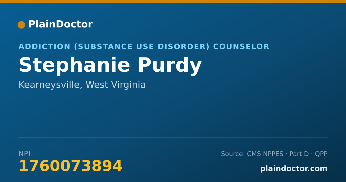 Shareable card for Stephanie Purdy - Addiction (Substance Use Disorder) Counselor, Kearneysville, WV