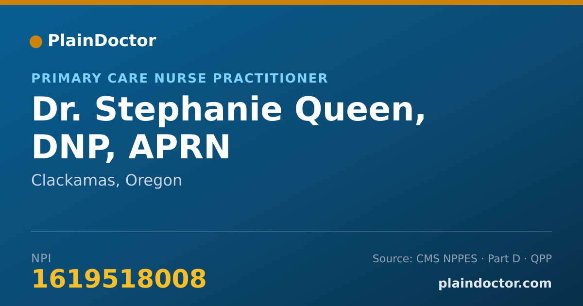 Shareable card for Stephanie Queen, DNP, APRN - Primary Care Nurse Practitioner, Clackamas, OR