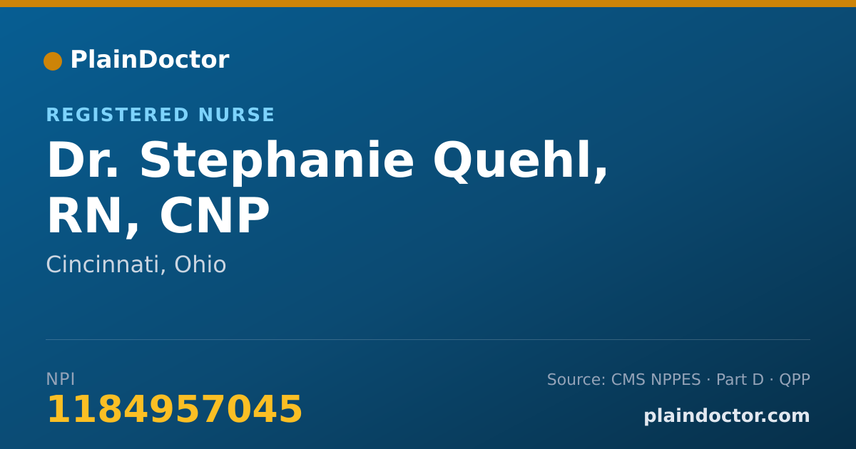 Shareable card for Stephanie Quehl, RN, CNP - Registered Nurse, Cincinnati, OH