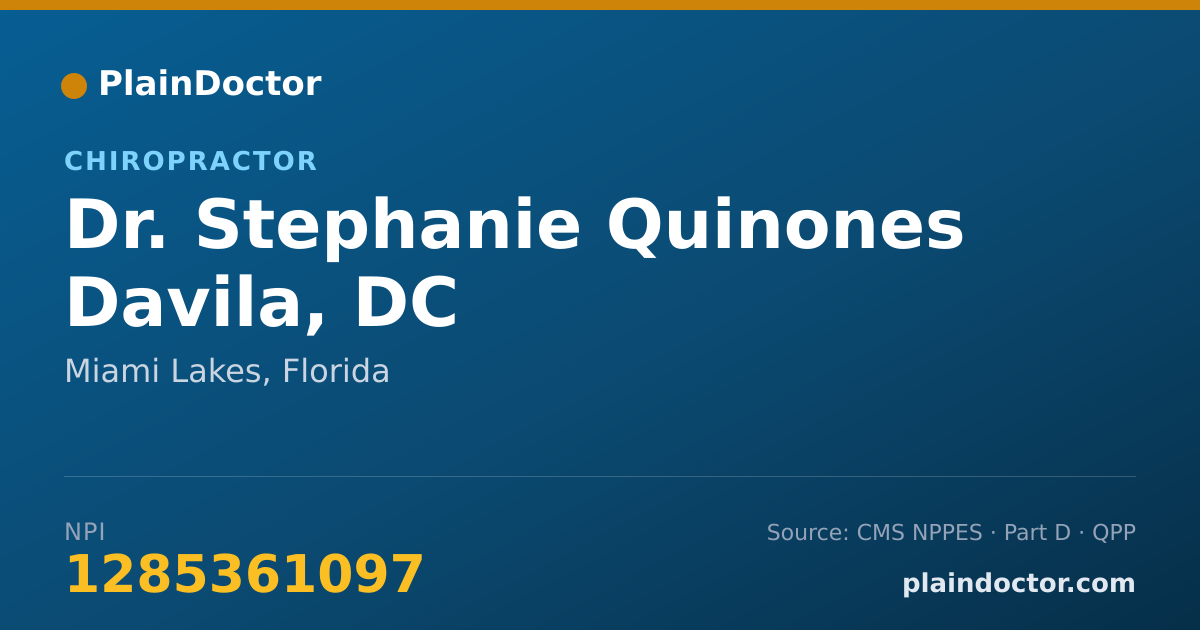Shareable card for Stephanie Quinones Davila, DC - Chiropractor, Miami Lakes, FL
