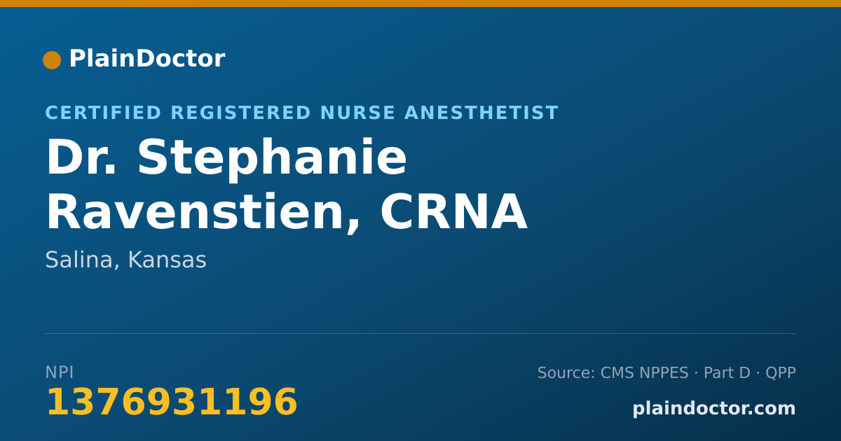 Shareable card for Stephanie Ravenstien, CRNA - Certified Registered Nurse Anesthetist, Salina, KS