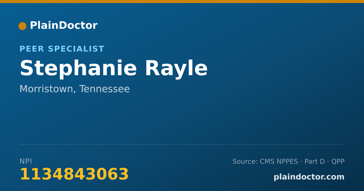 Shareable card for Stephanie Rayle - Peer Specialist, Morristown, TN