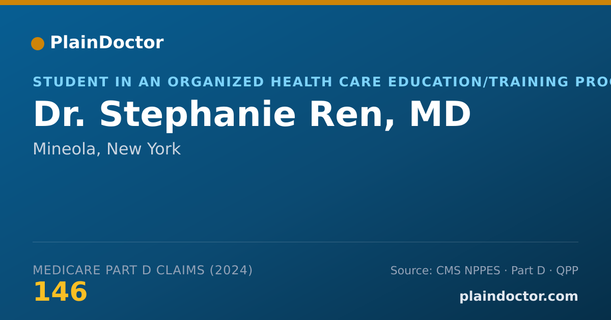 Shareable card for Stephanie Ren, MD - Student in an Organized Health Care Education/Training Program, Mineola, NY