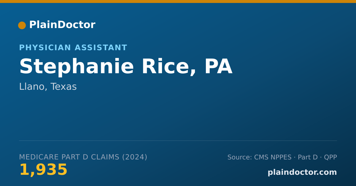 Shareable card for Stephanie Rice, PA - Physician Assistant, Llano, TX