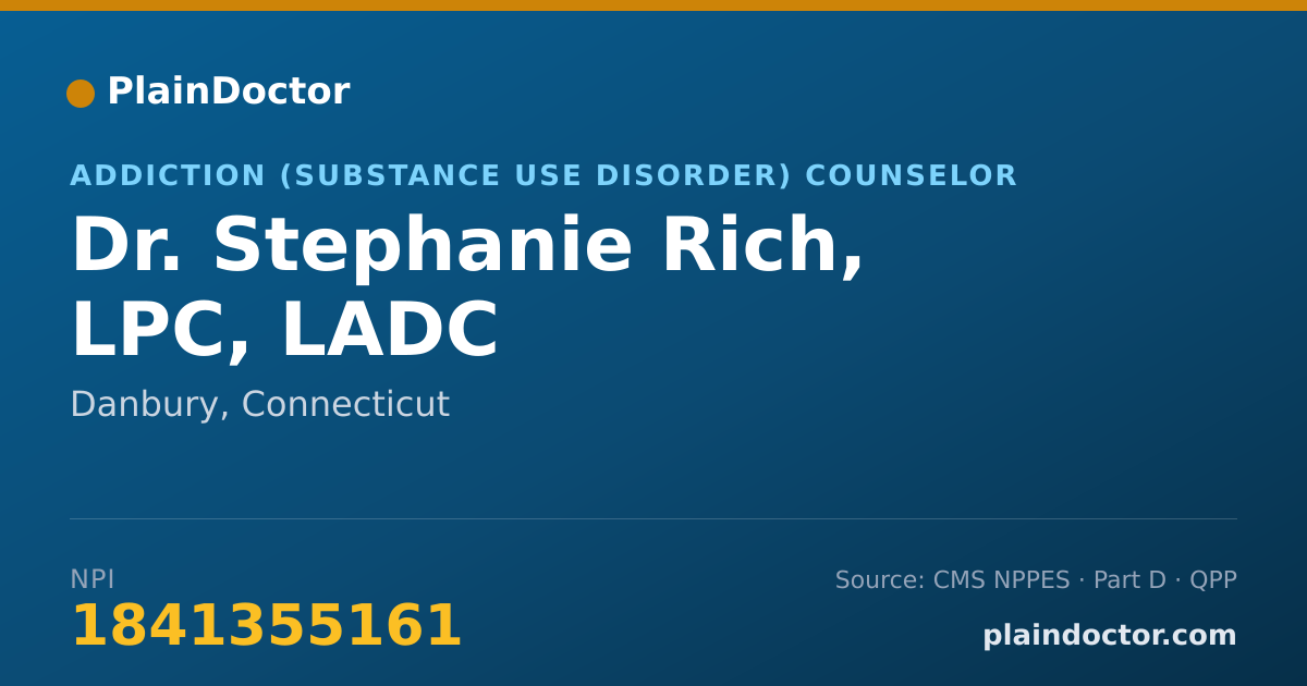 Shareable card for Stephanie Rich, LPC, LADC - Addiction (Substance Use Disorder) Counselor, Danbury, CT
